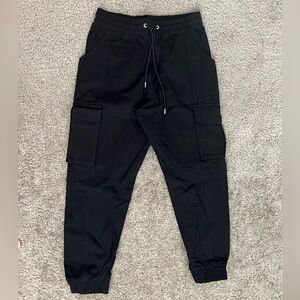 YoungLA Black Cargo Pants with Elastic Waistband